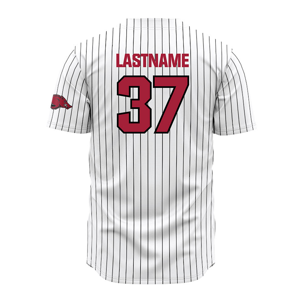 Arkansas - NCAA Baseball : Grant Wren - White Striped Jersey-1