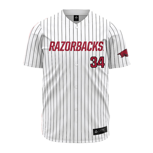 Arkansas - NCAA Baseball : Joey Lorenzini - White Striped Jersey-0
