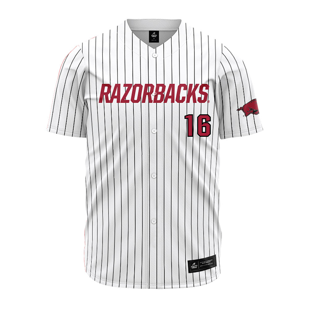 Arkansas - NCAA Baseball : Christian Turner - White Striped Jersey-0