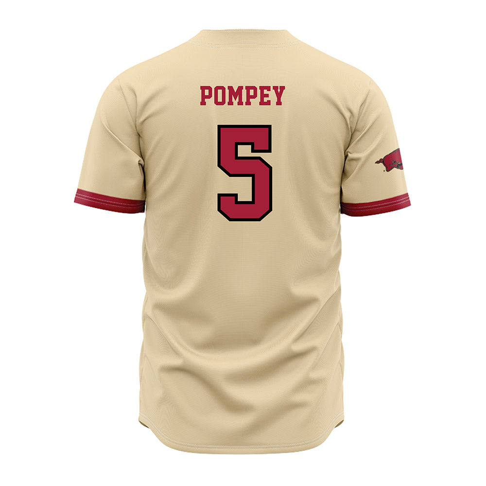 Arkansas - NCAA Baseball : TJ Pompey - Off White Jersey-1