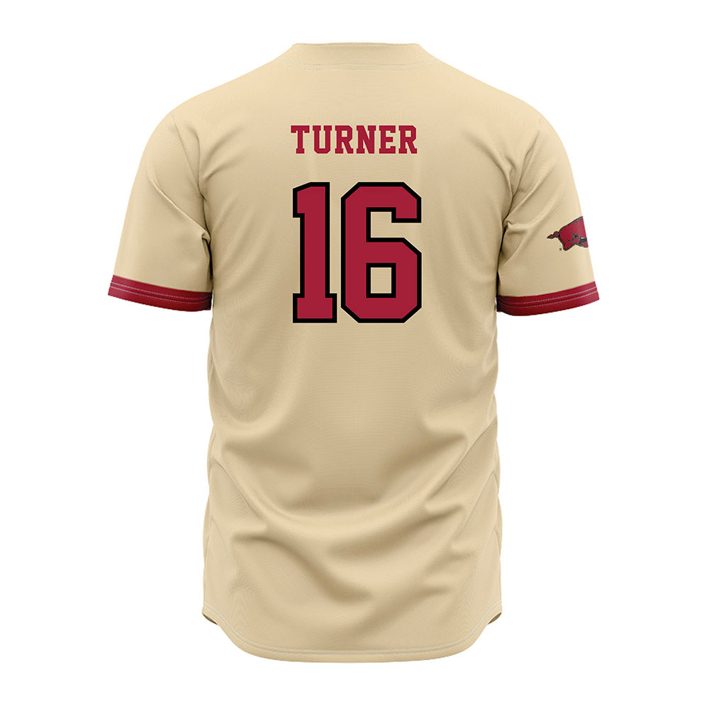 Arkansas - NCAA Baseball : Christian Turner - Off White Jersey-1