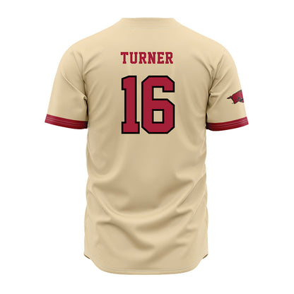 Arkansas - NCAA Baseball : Christian Turner - Off White Jersey-1