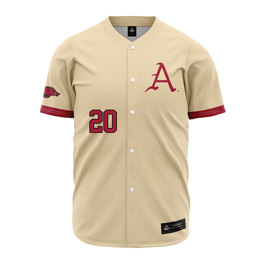 Arkansas - NCAA Baseball : Max Holland - Off White Jersey-0