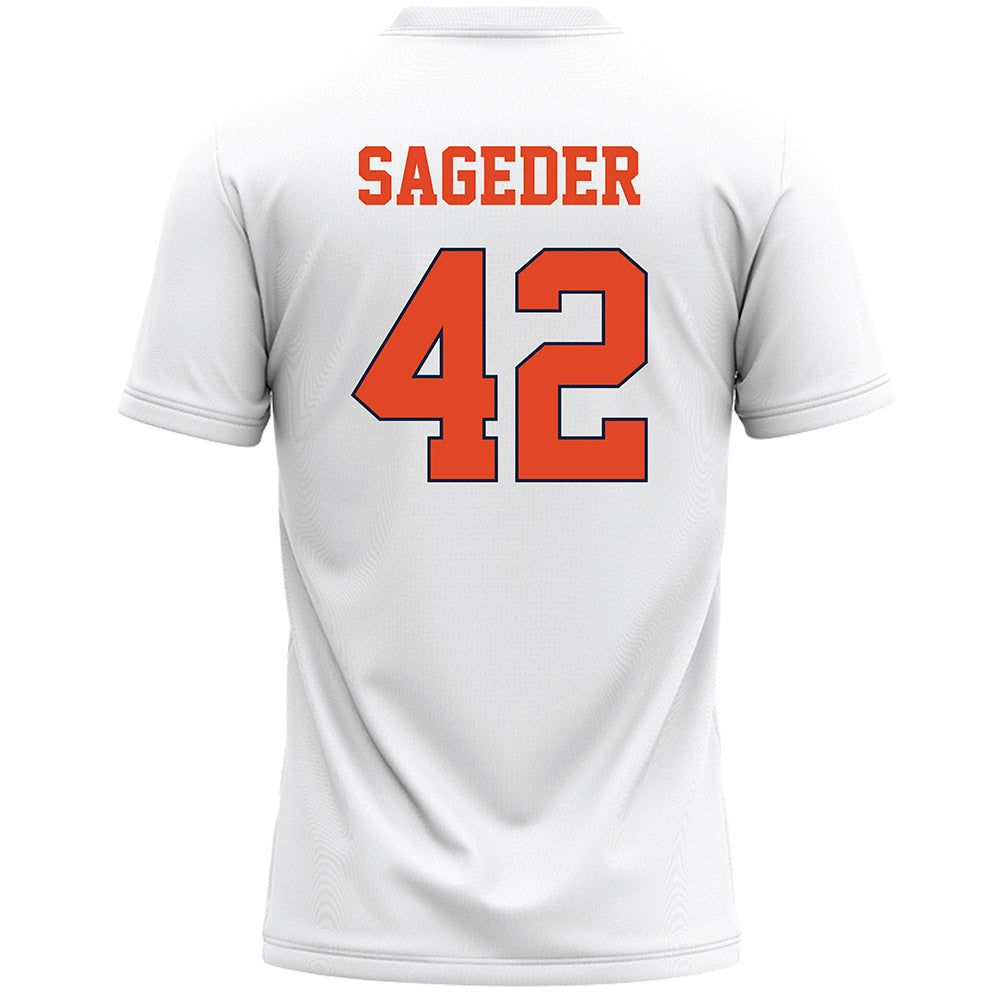 Syracuse - NCAA Men's Lacrosse : Dylan Sageder - White Lacrosse Jersey -1