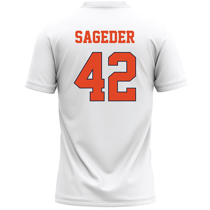 Syracuse - NCAA Men's Lacrosse : Dylan Sageder - White Lacrosse Jersey -1