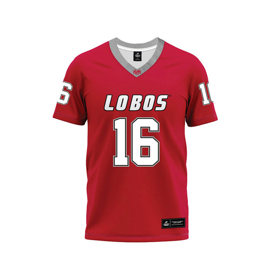 New Mexico - NCAA Football : Mercury Swaim - Red Premium Football Jersey-0