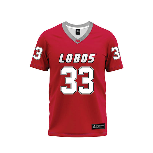 New Mexico - NCAA Football : Hayes Baum - Red Premium Football Jersey-0