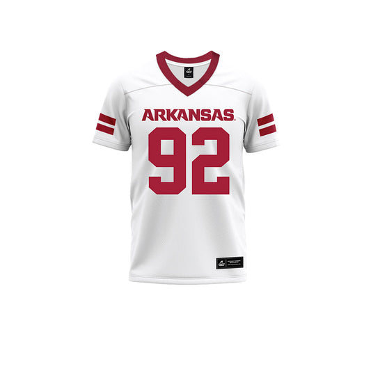 Arkansas - NCAA Football : David Oke - White Premium Football Jersey-0