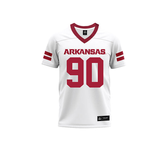 Arkansas - NCAA Football : Caleb Bell - White Premium Football Jersey-0