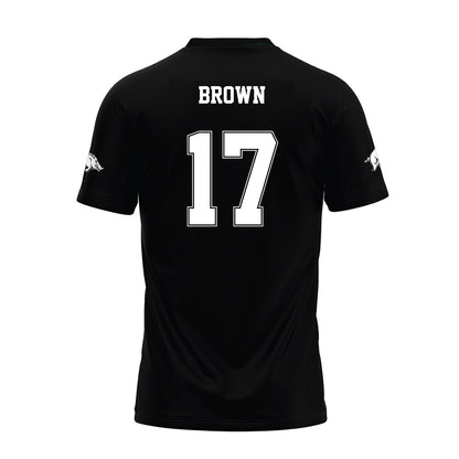 Arkansas - NCAA Football : Jalen Brown - Black Premium Football Jersey-1