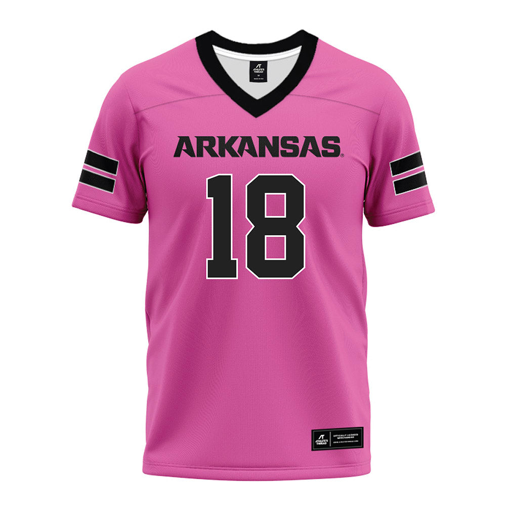 Arkansas - NCAA Football : Jude Hall - Pink Premium Football Jersey-0
