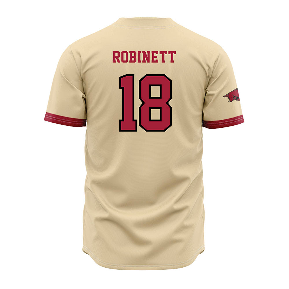 Arkansas - NCAA Baseball : Reese Robinett - Youth Off White Jersey