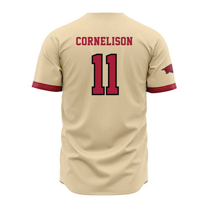 Arkansas - NCAA Baseball : Luke Cornelison - Youth Off White Jersey-1