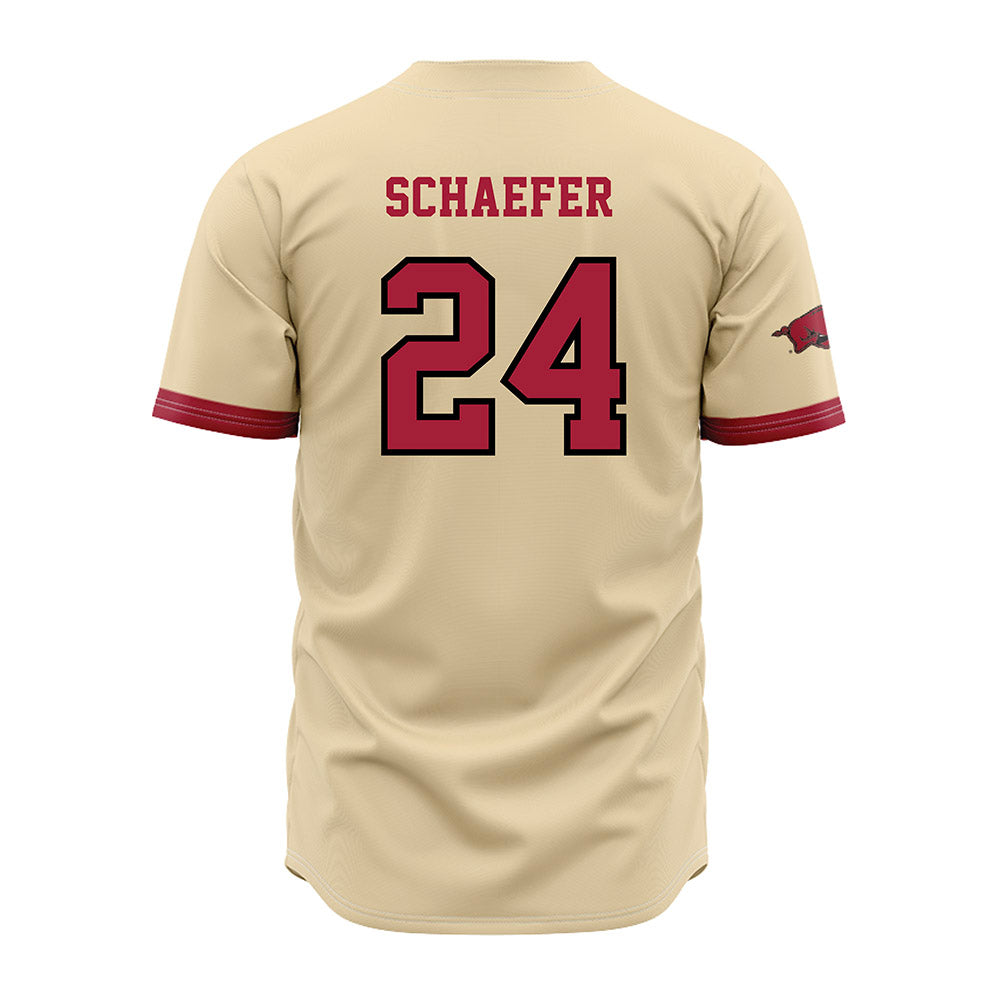 Arkansas - NCAA Baseball : Landon Schaefer - Youth Off White Jersey-1
