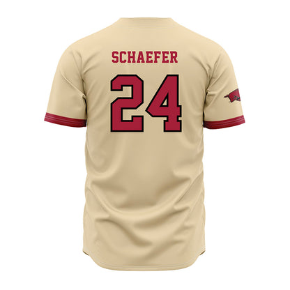 Arkansas - NCAA Baseball : Landon Schaefer - Youth Off White Jersey-1