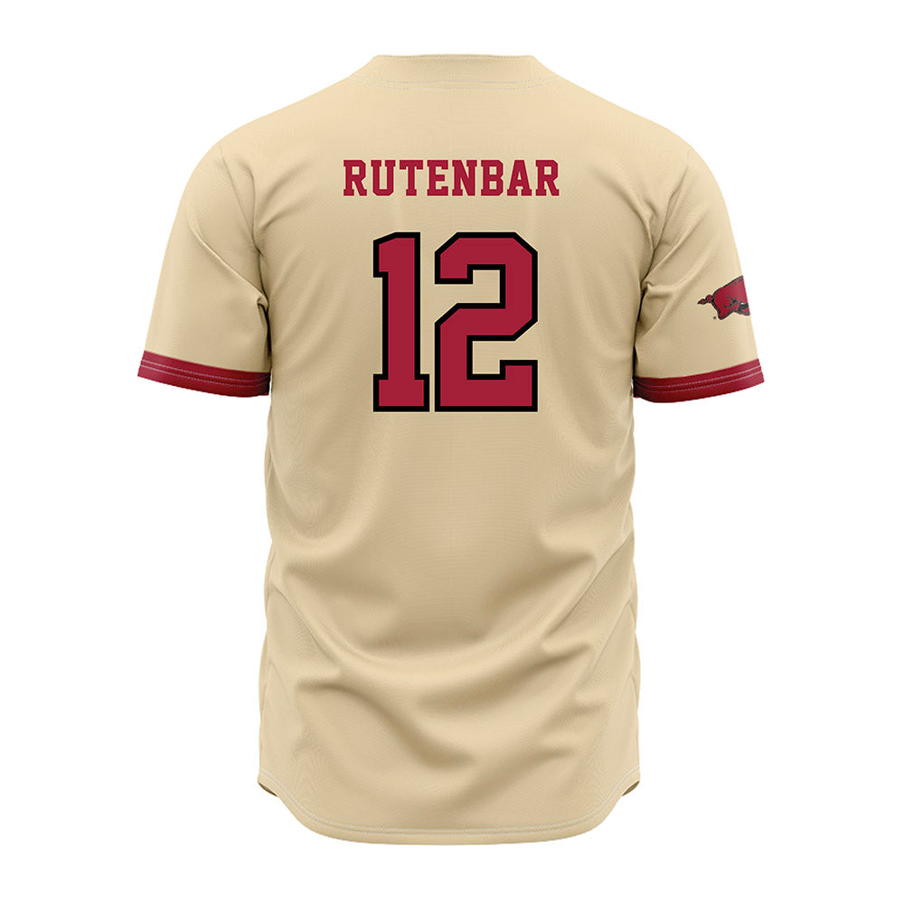 Arkansas - NCAA Baseball : Carter Rutenbar - Youth Off White Jersey-1