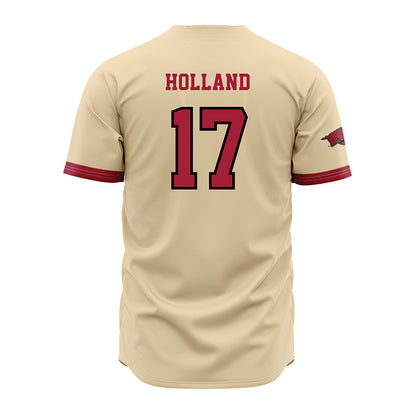 Arkansas - NCAA Baseball : Max Holland - Youth Off White Jersey-1