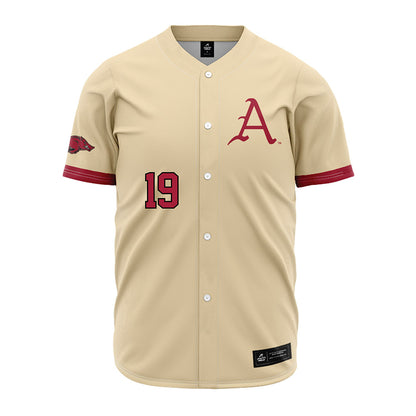 Arkansas - NCAA Baseball : Carson Willis - Youth Off White Jersey-0