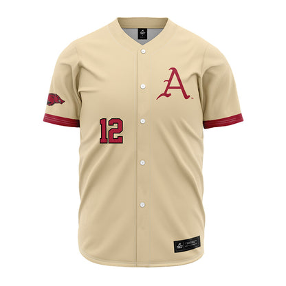 Arkansas - NCAA Baseball : Carter Rutenbar - Youth Off White Jersey-0