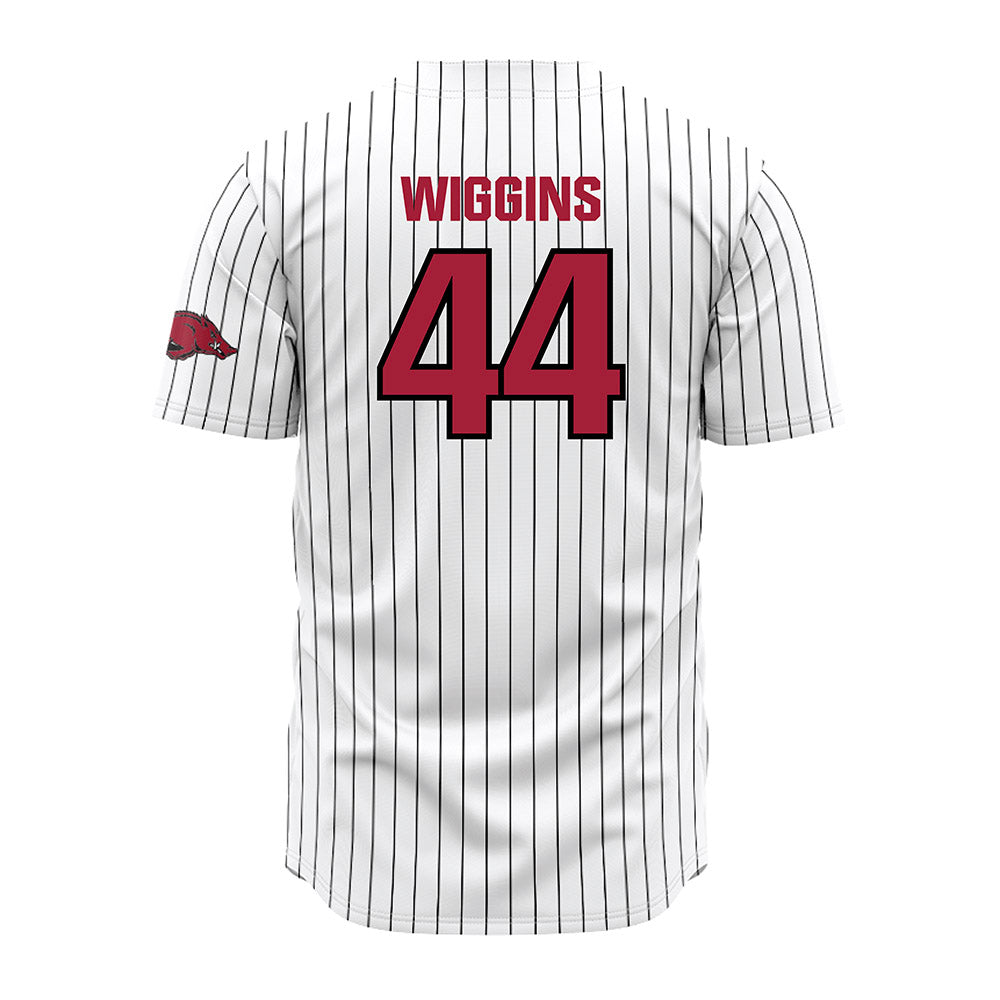 Arkansas - NCAA Baseball : Carson Wiggins - White Striped Jersey