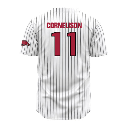 Arkansas - NCAA Baseball : Luke Cornelison - White Striped Jersey-1