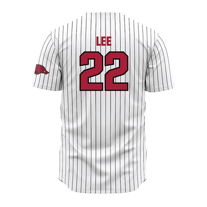 Arkansas - NCAA Baseball : Peyton Lee - White Striped Jersey-1