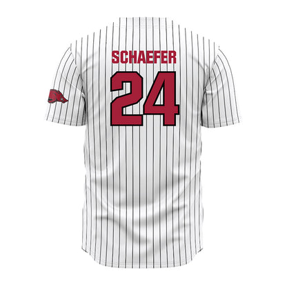 Arkansas - NCAA Baseball : Landon Schaefer - White Striped Jersey-1