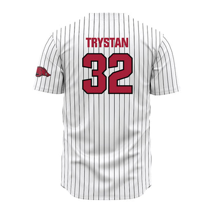 Arkansas - NCAA Baseball : Trystan Trystan - White Striped Jersey-1