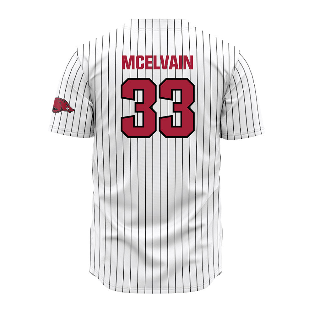 Arkansas - NCAA Baseball : Ethan McElvain - White Striped Jersey-1