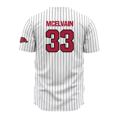 Arkansas - NCAA Baseball : Ethan McElvain - White Striped Jersey-1