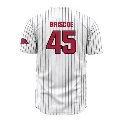 Arkansas - NCAA Baseball : Tye Briscoe - White Striped Jersey-1