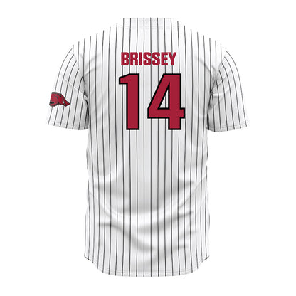 Arkansas - NCAA Baseball : Mark Brissey - White Striped Jersey-1