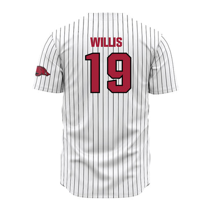 Arkansas - NCAA Baseball : Carson Willis - White Striped Jersey-1