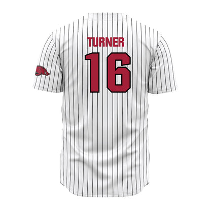 Arkansas - NCAA Baseball : Christian Turner - White Striped Jersey-1