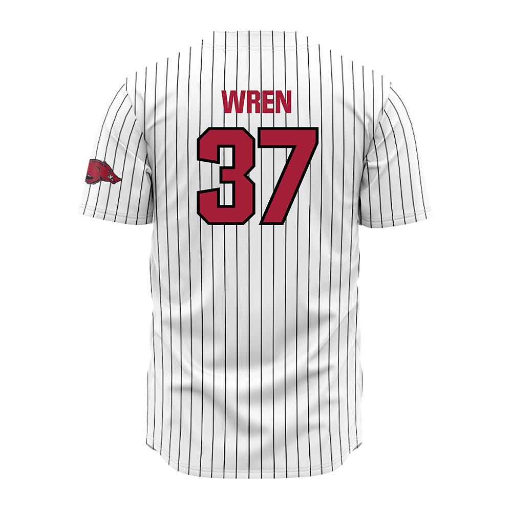 Arkansas - NCAA Baseball : Grant Wren - White Striped Jersey-1
