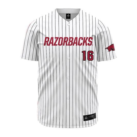 Arkansas - NCAA Baseball : Christian Turner - White Striped Jersey-0