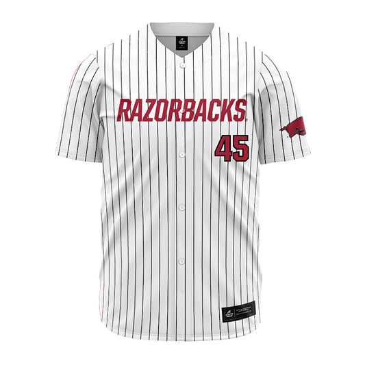 Arkansas - NCAA Baseball : Tye Briscoe - White Striped Jersey-0