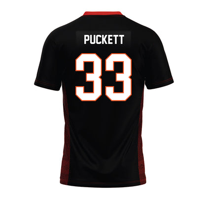 Oklahoma State - NCAA Football : Jack Puckett - Black Premium Football Jersey-1