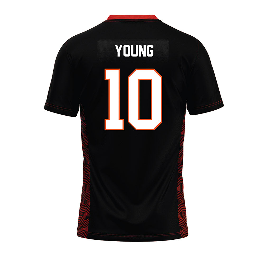 Oklahoma State - NCAA Football : Wyatt Young - Black Premium Football Jersey-1