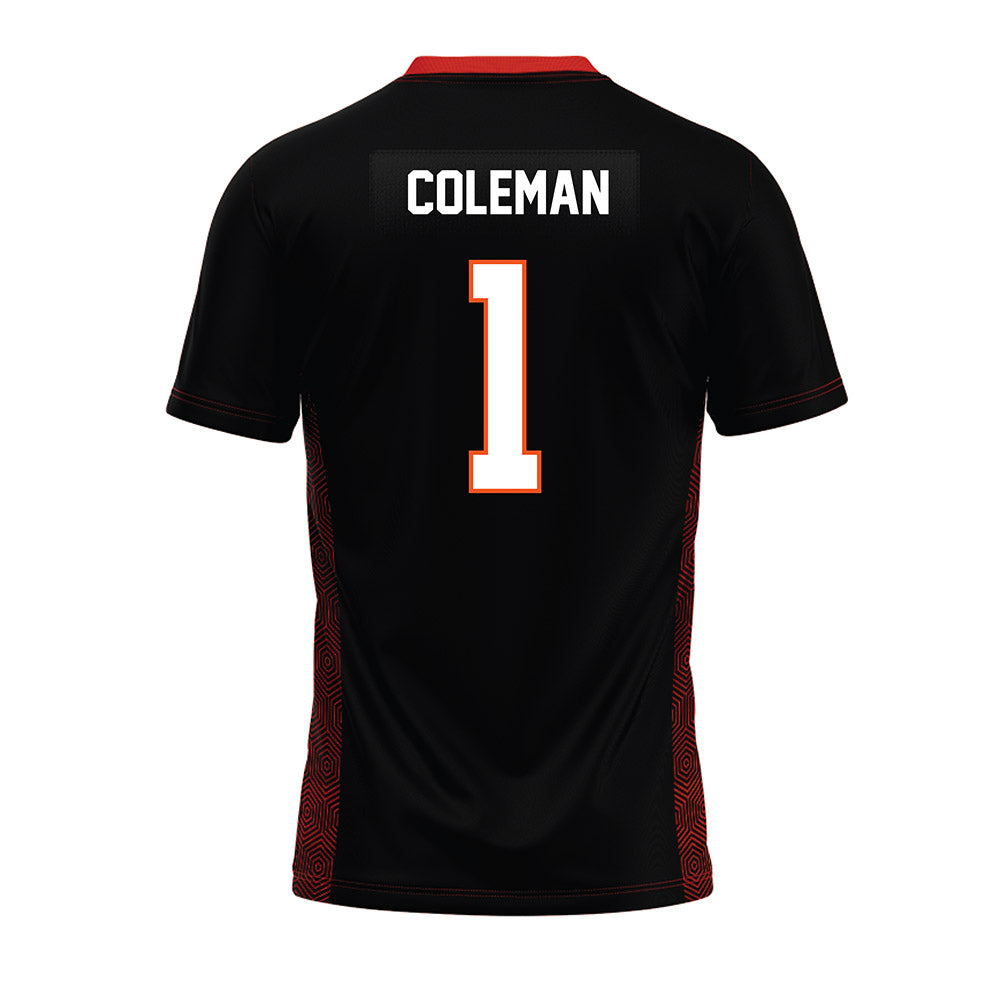 Oklahoma State - NCAA Football : Miles Coleman - Black Premium Football Jersey-1