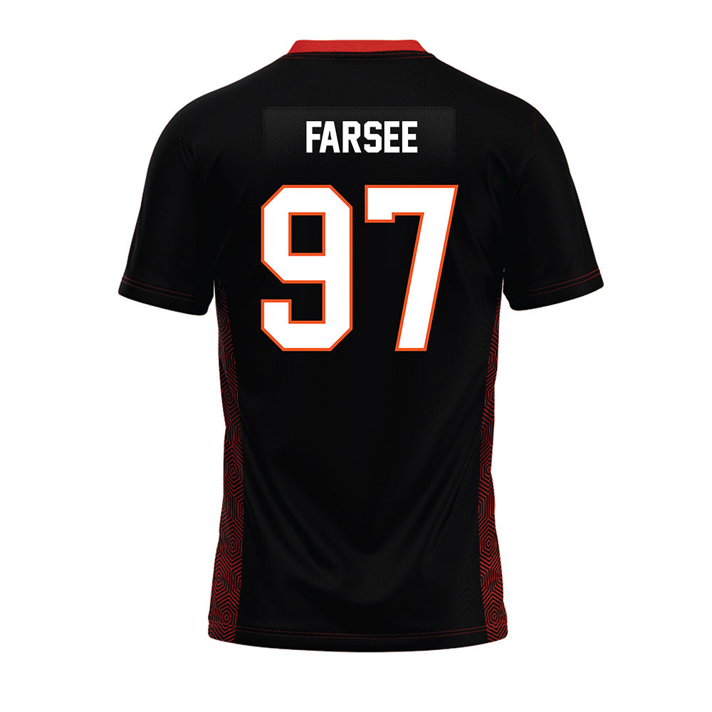 Oklahoma State - NCAA Football : Nygel Farsee - Black Premium Football Jersey-1