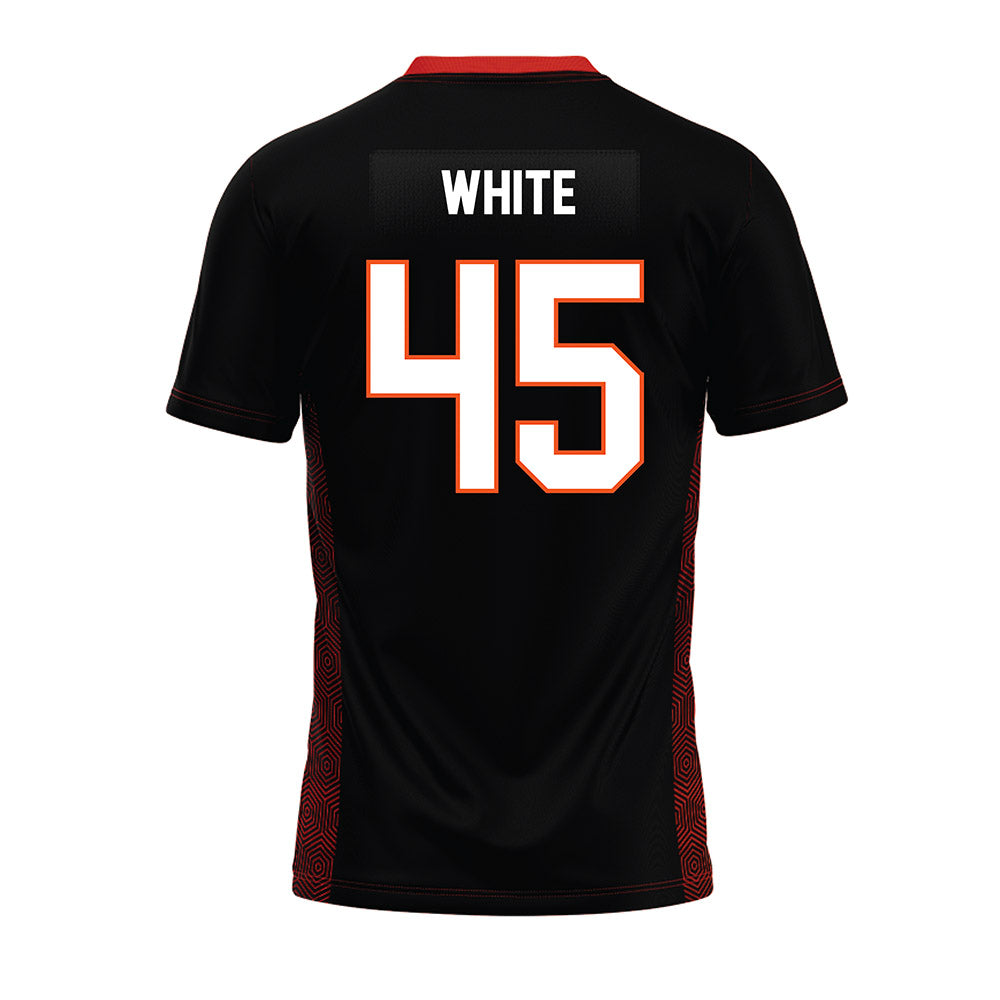 Oklahoma State - NCAA Football : Enai White - Black Premium Football Jersey-1