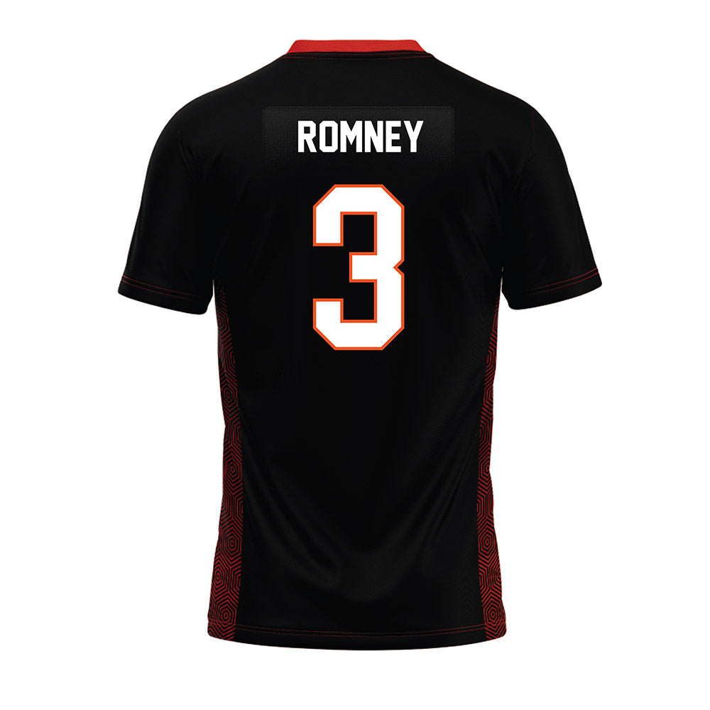 Oklahoma State - NCAA Football : Tate Romney - Black Premium Football Jersey-1