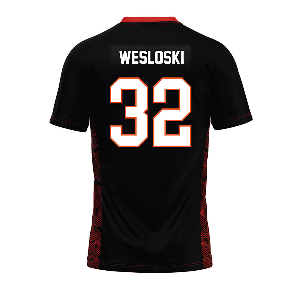 Oklahoma State - NCAA Football : Ethan Wesloski - Black Premium Football Jersey-1