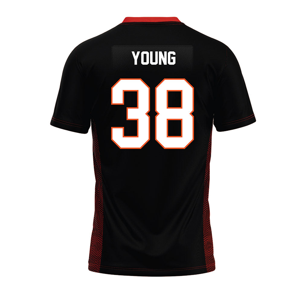 Oklahoma State - NCAA Football : Carlveon Young - Black Premium Football Jersey-1