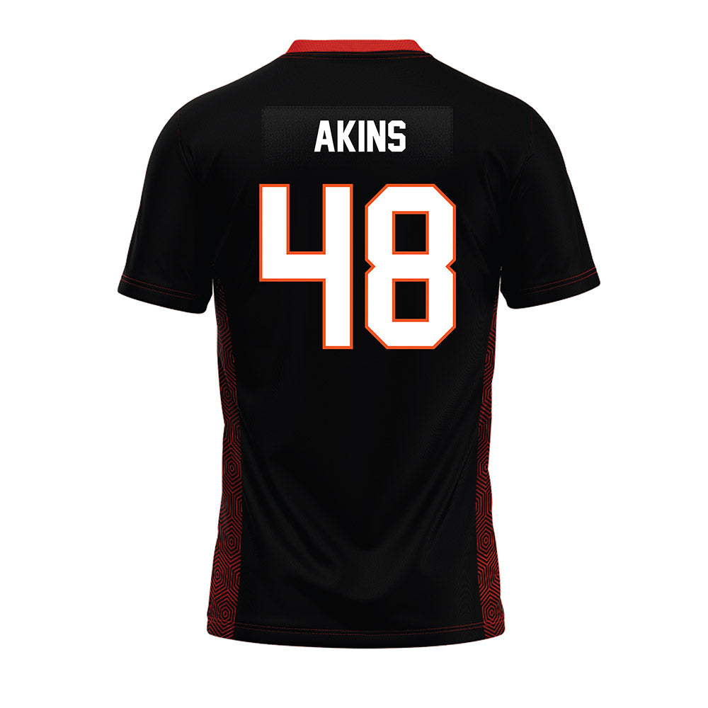 Oklahoma State - NCAA Football : Nolan Akins - Black Premium Football Jersey-1