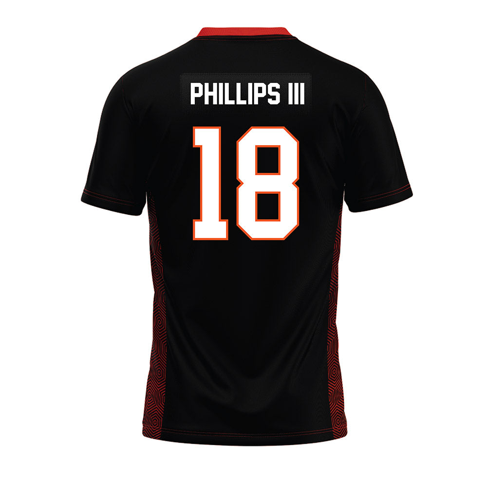 Oklahoma State - NCAA Football : Mose Phillips III - Black Premium Football Jersey-1