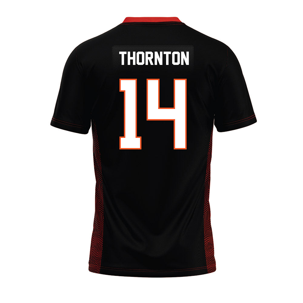Oklahoma State - NCAA Football : Jabarie Thornton - Black Premium Football Jersey-1