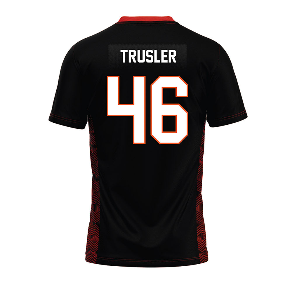 Oklahoma State - NCAA Football : Hunter Trusler - Black Premium Football Jersey-1