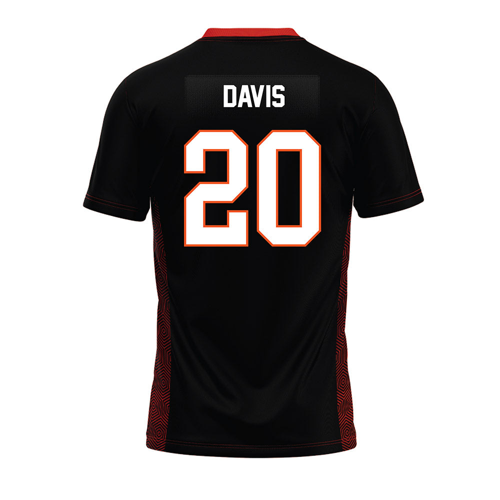 Oklahoma State - NCAA Football : Taurean Davis - Black Premium Football Jersey-1